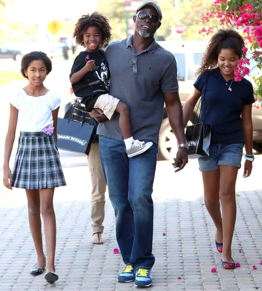 Djimon Hounsou et ses enfants Kenzo, Aoki et Ming Lee