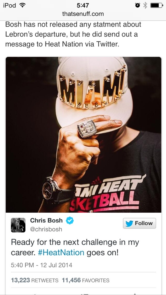Chris Bosh Tweet