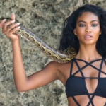 Chanel Iman posed with a Python for her Sports Illustrated Swimsuit photoshoot