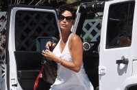 Nicole Murphy in a summer white dress out in Beverly Hills