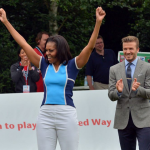 Michelle Obama joue au football avec David Beckham et rencontre la reine avant la cérémonie d’ouverture
