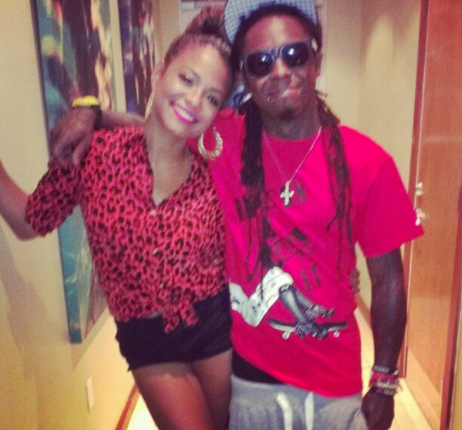 Christina Milian et Lil Wayne travaillent ensemble dans un studio