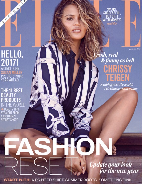 Chrissy Teigen covers Elle Magazine and launches a 2017 calendar ...
